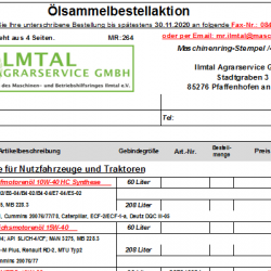 Ölsammelbestellung